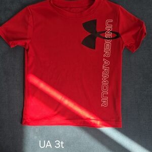 Under Armour Kids Red Tee with Black Logo